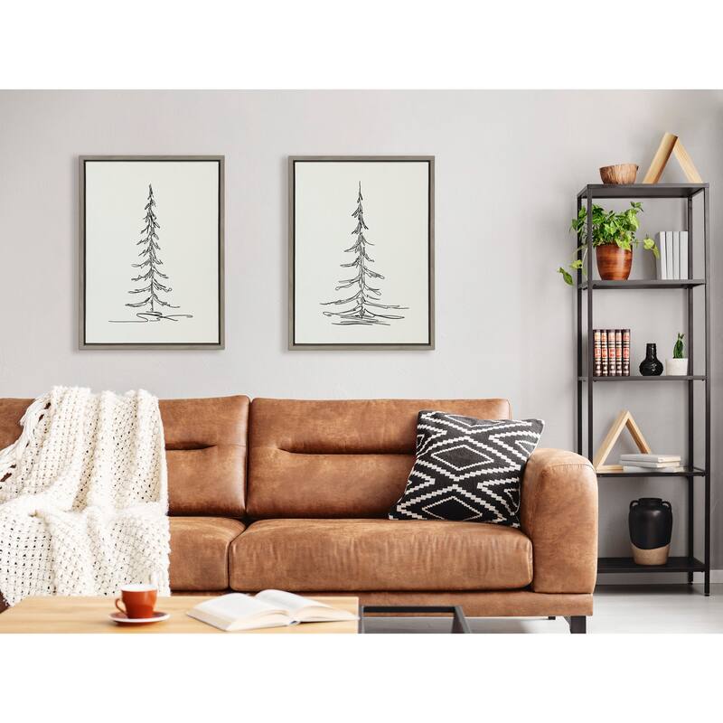 Kate and Laurel Sylvie Trees Canvas Set by The Creative Bunch Studio