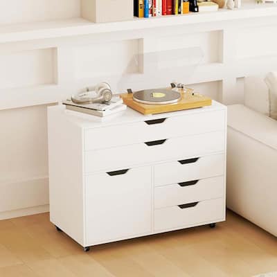 5-Drawer Mobile File Cabinet Rolling Lateral Filing Cabinet w/Wheels