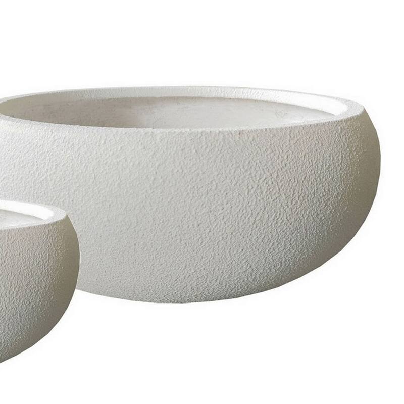 Keyan Accent Planter Set of 3, White Resin, Modern Smooth Bowl Shape