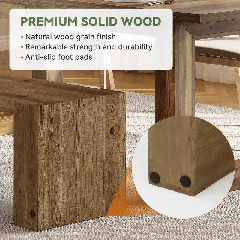 Solid Wood Dining Bench, 59" Long Kitchen Table Bench Seat