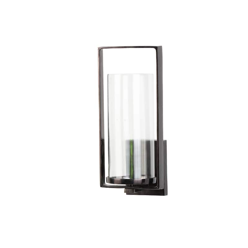 Metal Geometric Minimalistic Rectangular Wall Sconce - Black - Roche River Decor - 7"W x 7"L x 16"H
