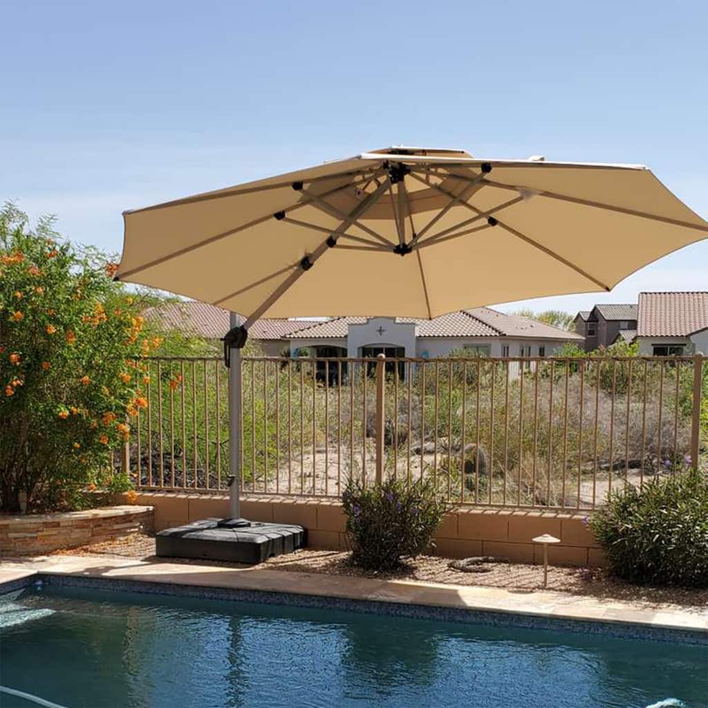 PURPLE LEAF 11 ft Round Offset Hanging Patio Umbrella