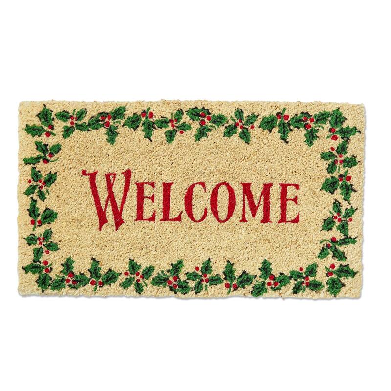 Welcome Holly Leaf Coir Mat