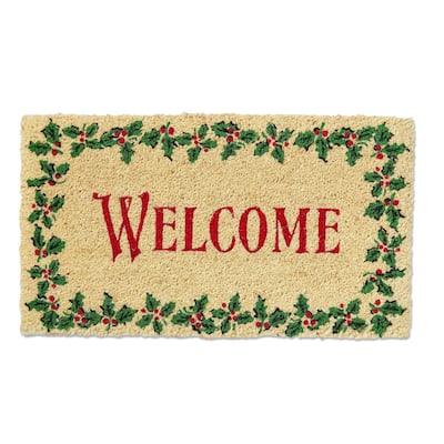 Welcome Holly Leaf Coir Mat