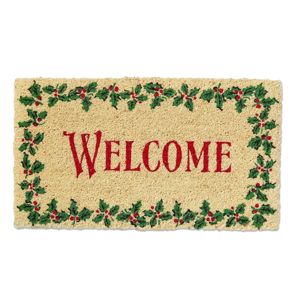 Welcome Holly Leaf Coir Mat