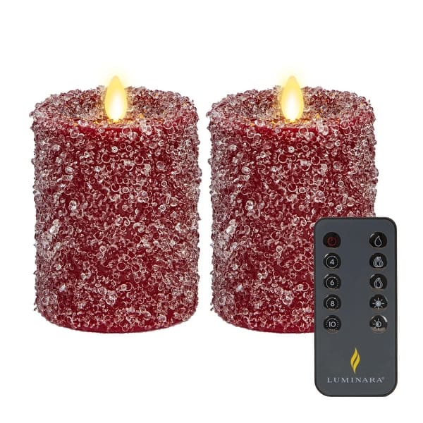 Luminara Real Flame Effect Set of 2 Flameless Red Candles 7.5 & 5.5 x