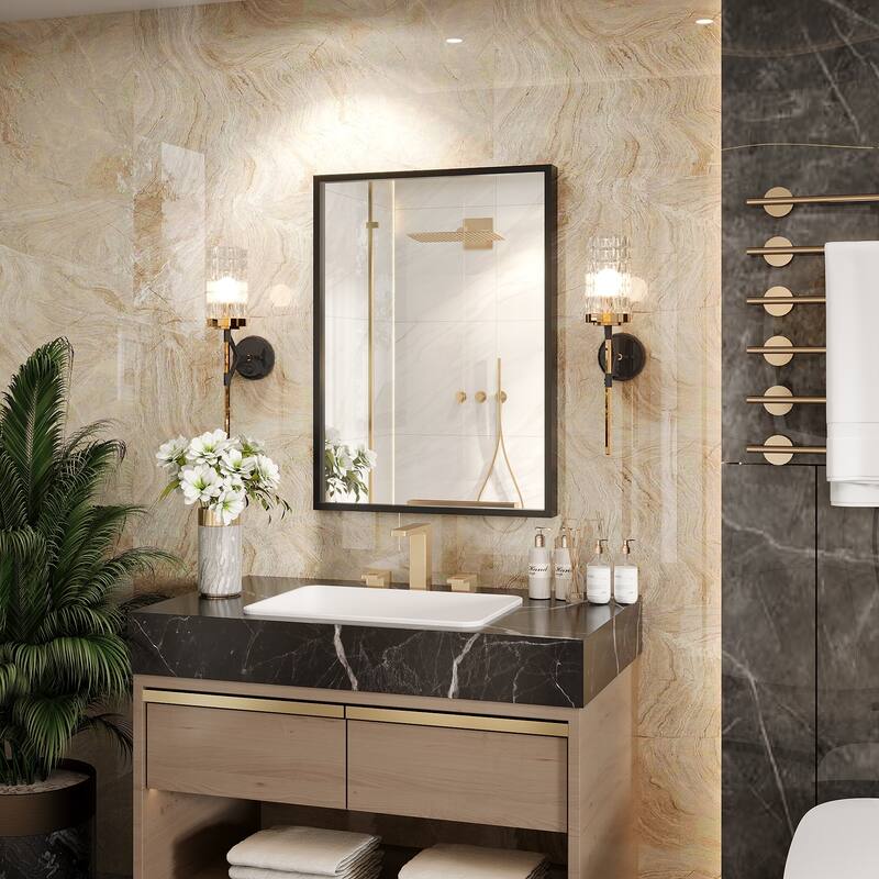 Tempered Glass and Metal Framed French Cleat Mounted Wall Bathroom / Vanity Mirror