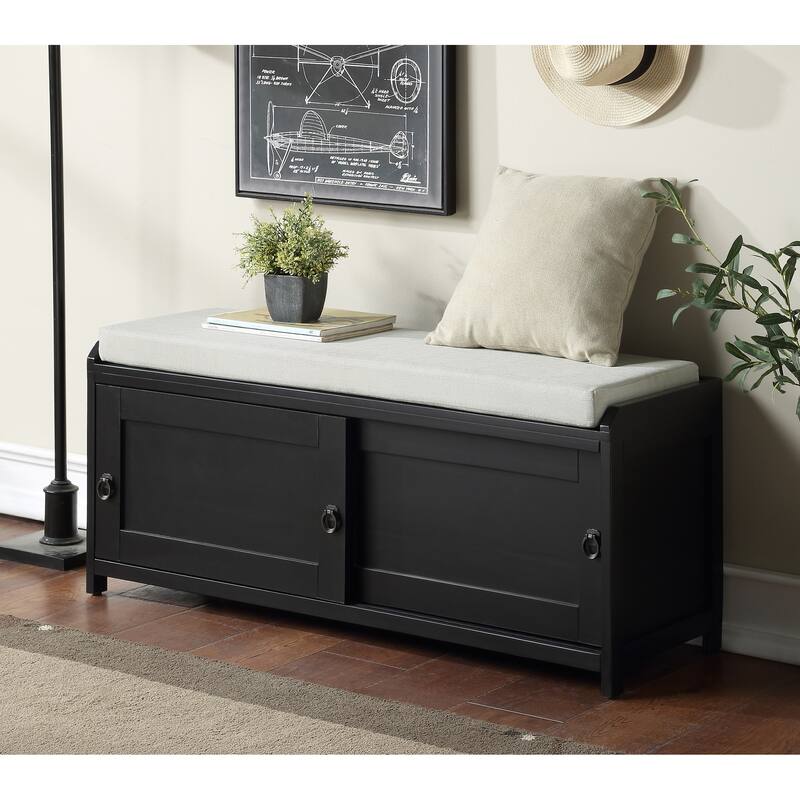 19.3 in.H X 46.85 in.W X 15.35 in.D Wood Storage Bench with Cabinets