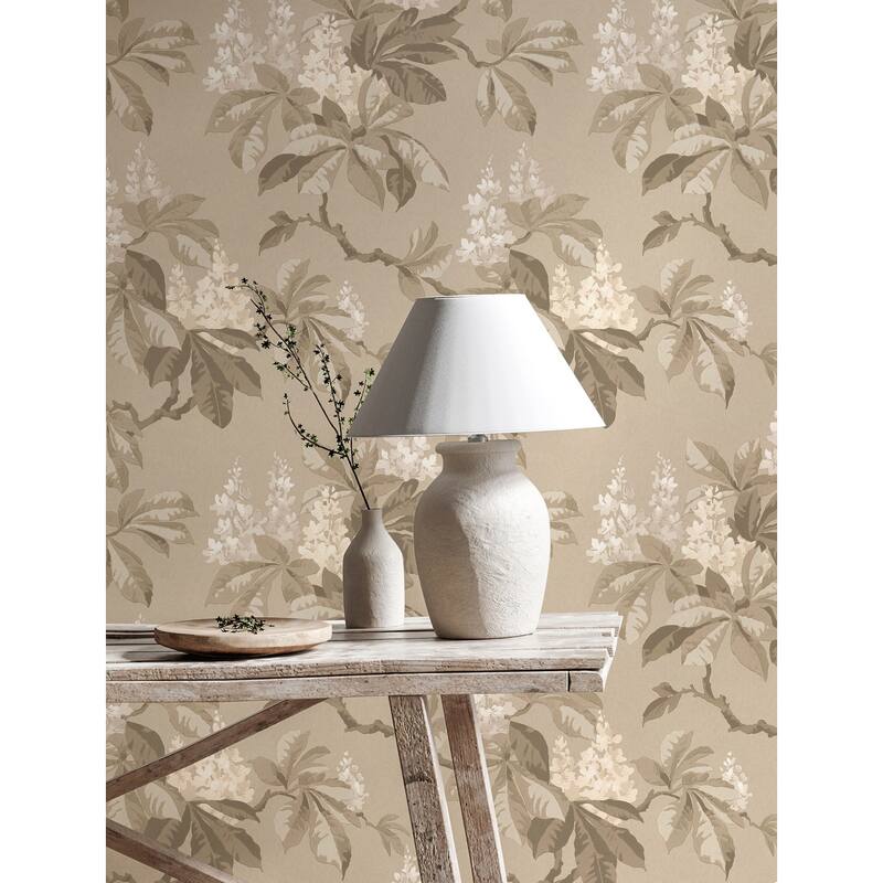 Chestnut Beige Floral Wallpaper