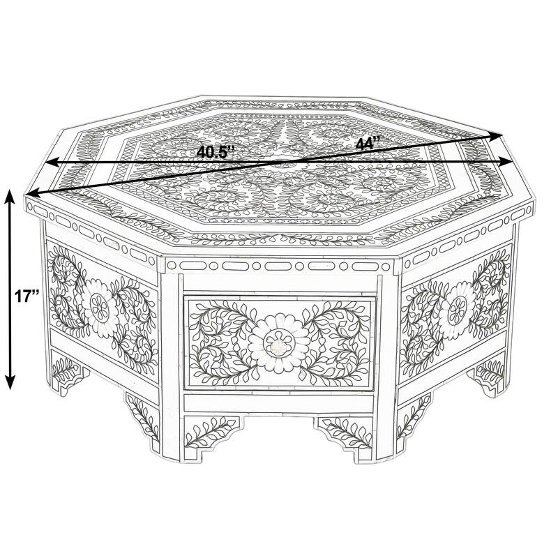 Blackwell 40.25 in. W Octagonal Bone In-Lay 1 Drawer Coffee Table