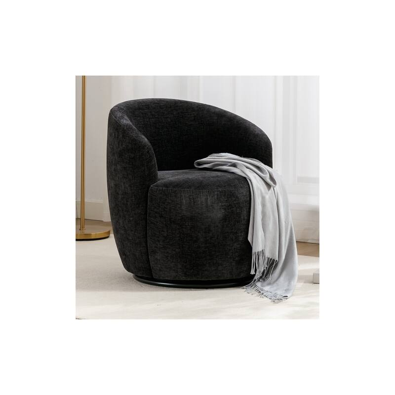 Fabric Swivel Accent Barrel Chair - Black chair