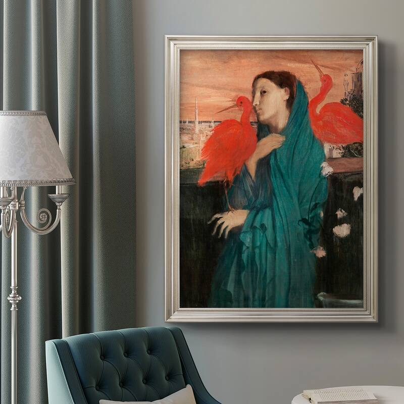Young Woman with Ibis Premium Framed Canvas- Ready to Hang