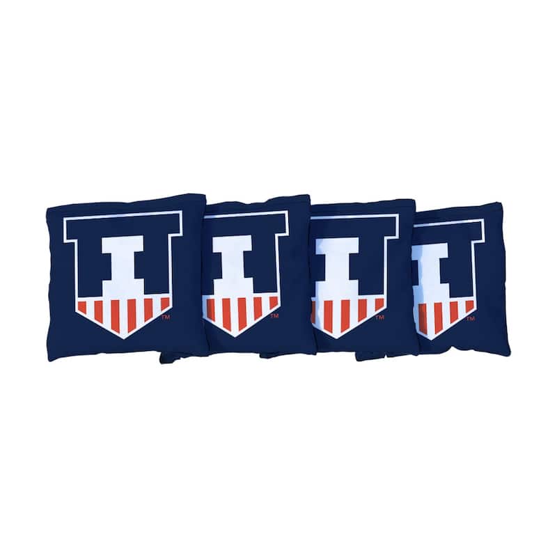 Illinois Fighting Illini Badge Blue Cornhole Bags - Corn Filled
