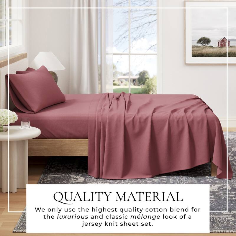 Linery & Co. Heathered Melange Cotton Jersey Knit Sheet Set