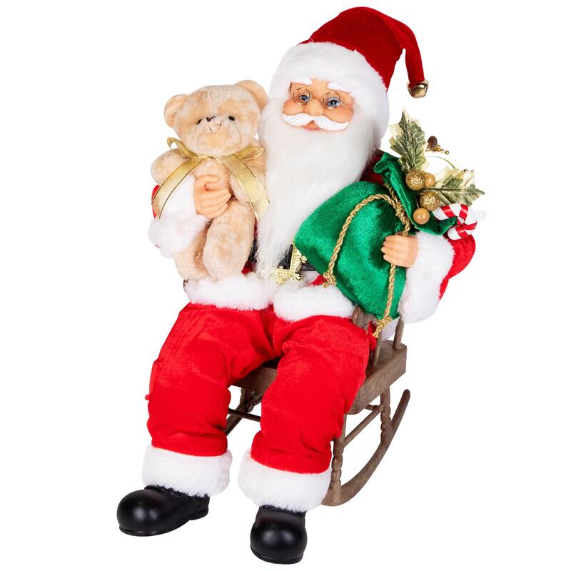 Animated Musical Santa in Rocking Chair Christmas Decoration - 14"