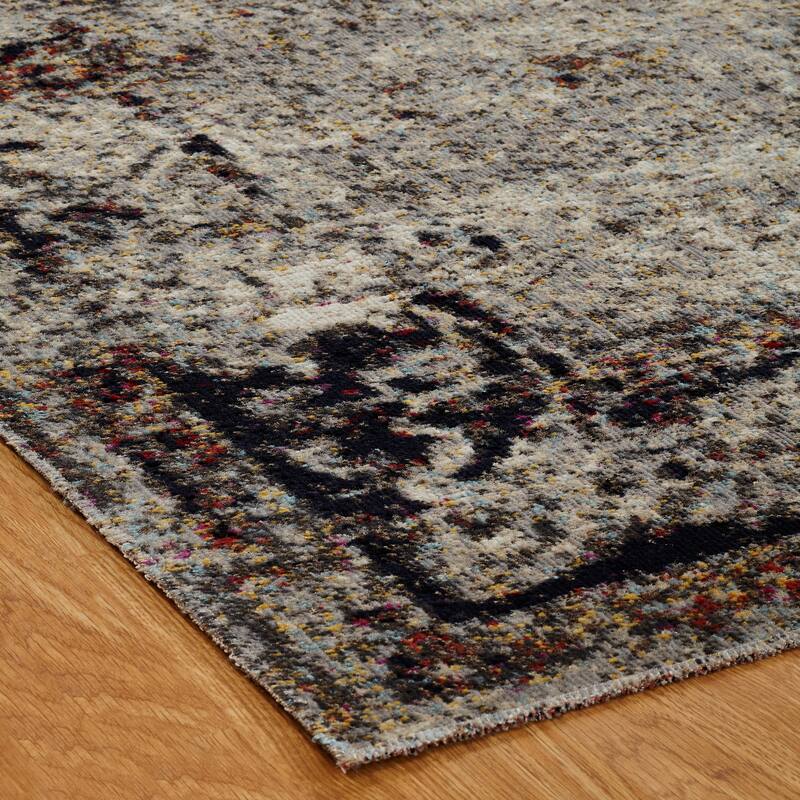 Porch & Den Postrio Distressed Grey Oriental Indoor/Outdoor Area Rug