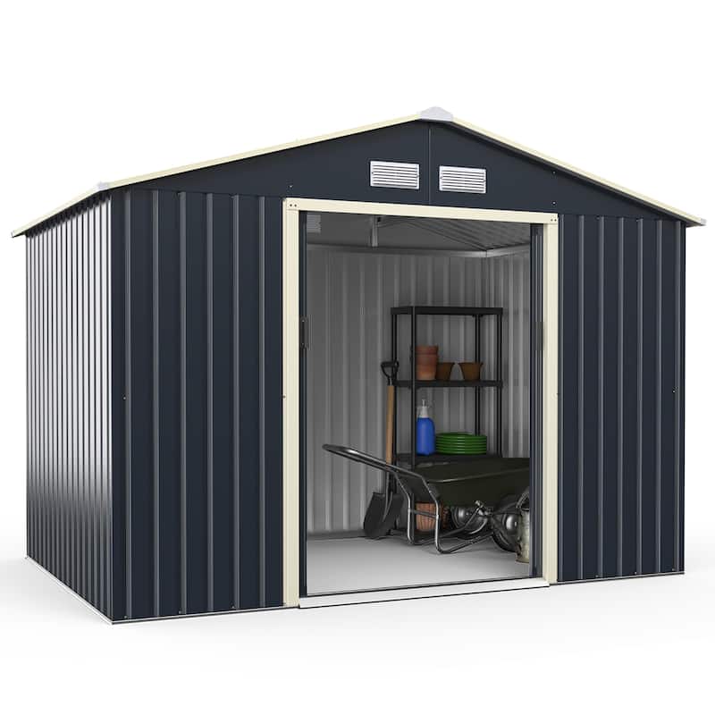 Costway Metal Storage Shed for Garden and Tools w/Sliding Double
