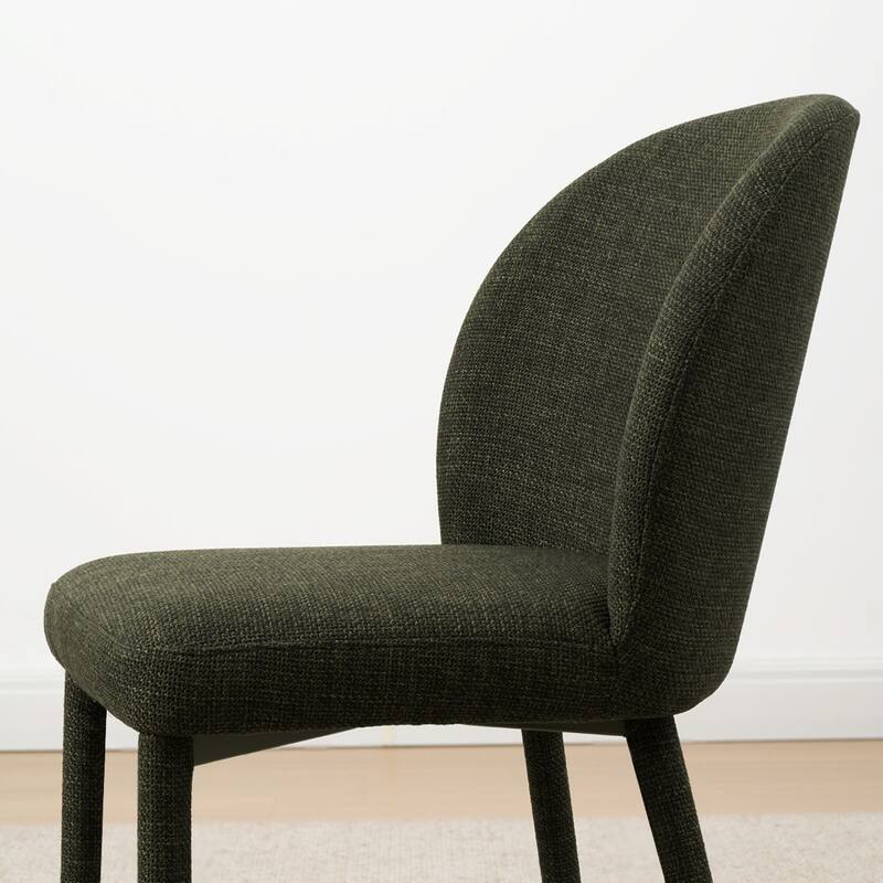 Fully Upholstered Textured Fabric Dining Chairs with Fabric-Wrapped Legs (Set of 4)