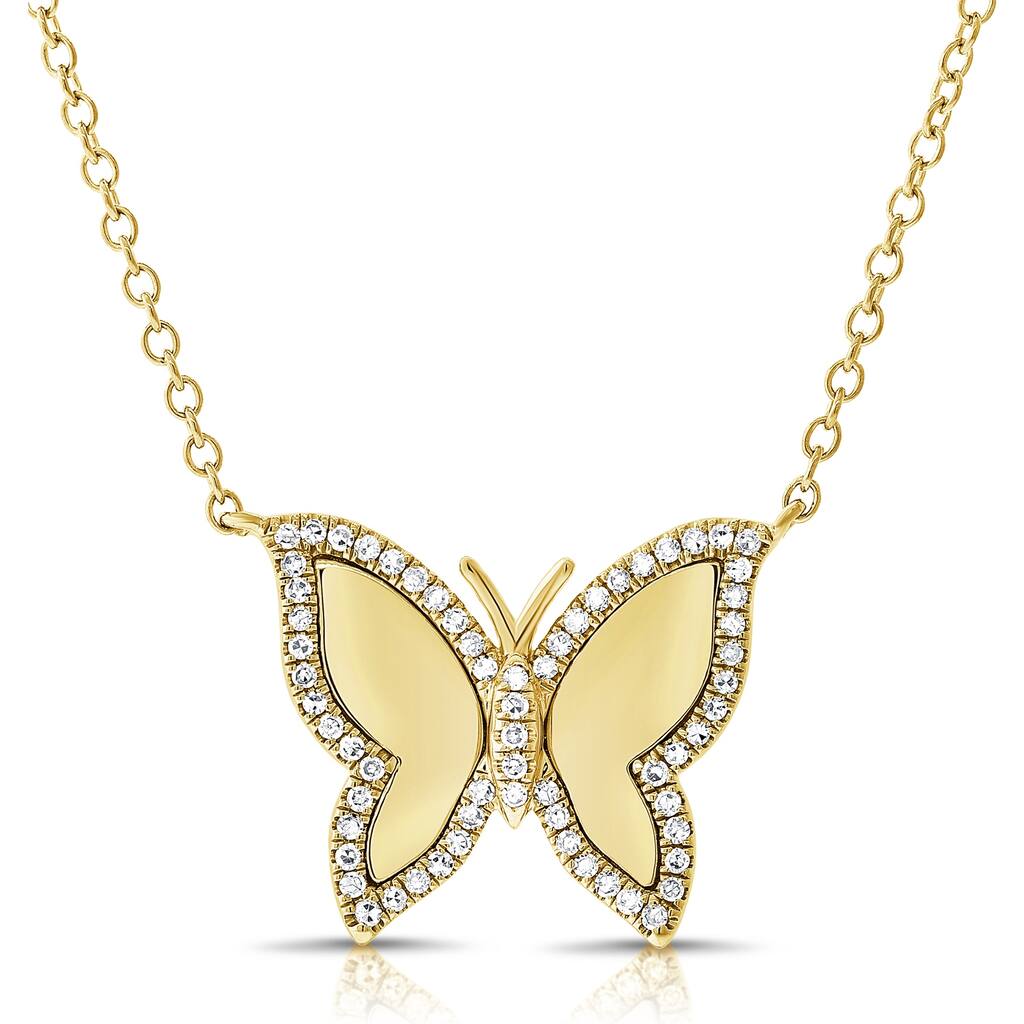 Joelle Collection Diamond Butterfly 1/5 ct. Necklace 14K Gold