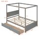 preview thumbnail 7 of 25, Full Size Wood Canopy Bed with 2 Drawers - Modern Design for Stylish Bedrooms, Brushed White/Brown/Grey