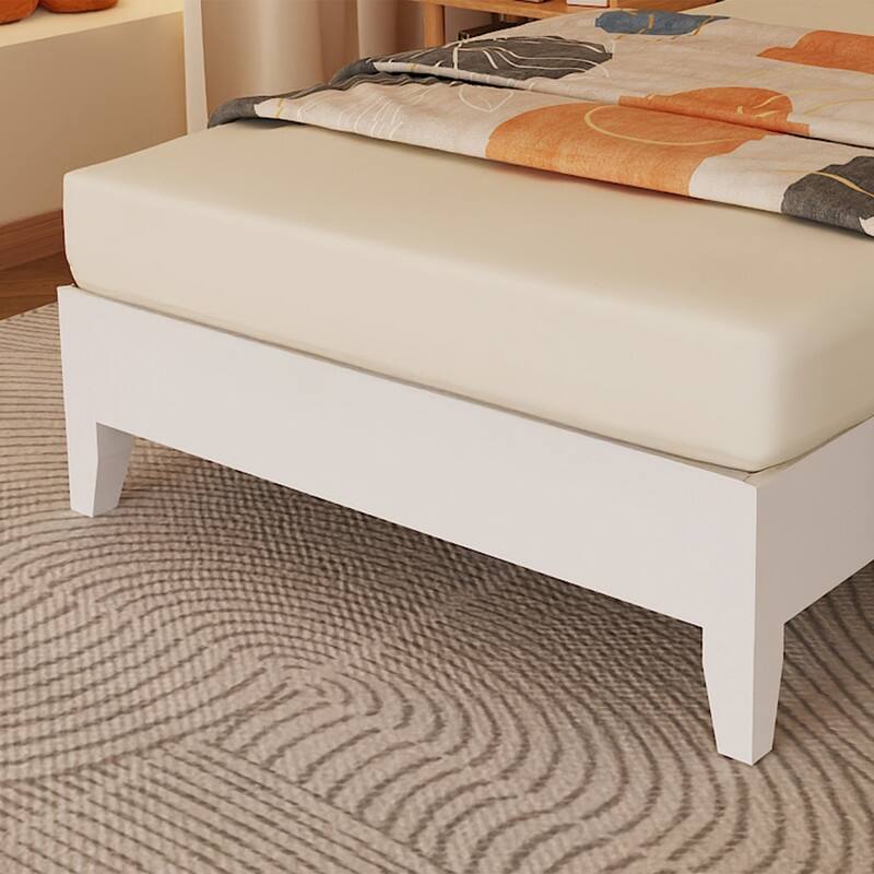 Modern Brown Solid Wood Platform Bed Frame with Headboard