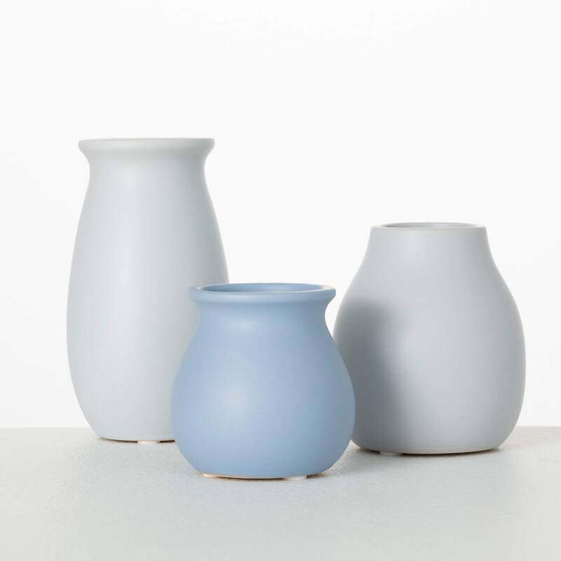 Sullivans 5.5", 4.5" & 3.25" Modern Matte Pastel Vase Set of 3, Ceramic - Multicolored