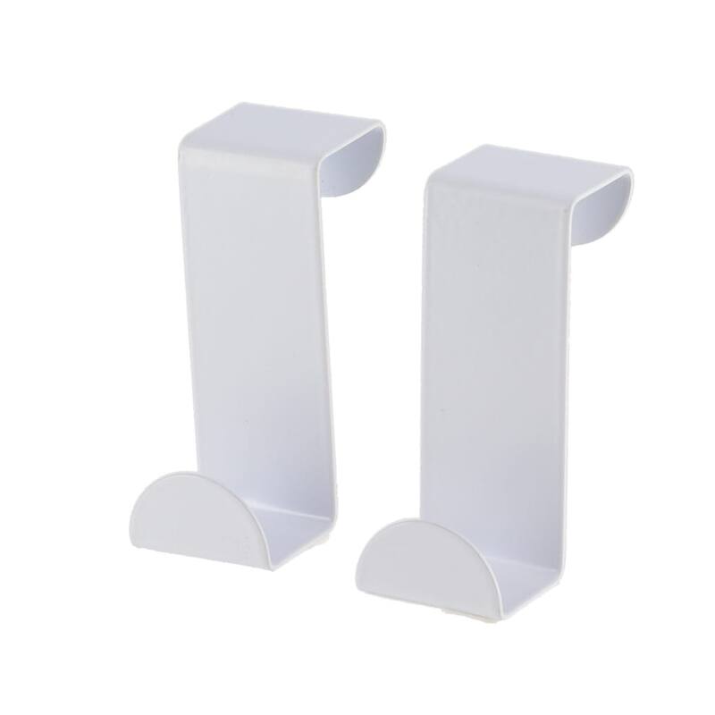 2 Stainless Steel Over the Door Hooks Space Saver Organizer 2 Pack - White