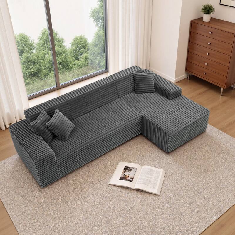 Scandinavian Corduroy Full-Foam Modular Sectional Sofa Set