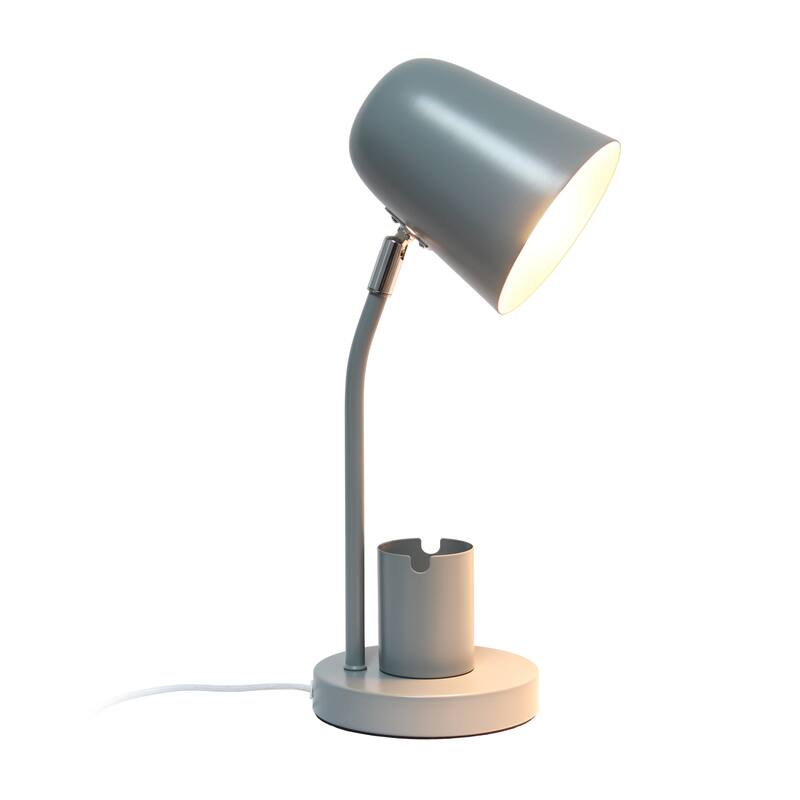 Desk Lamp with Adjustable Shade and Pen Holder - 15.75" - Gray
