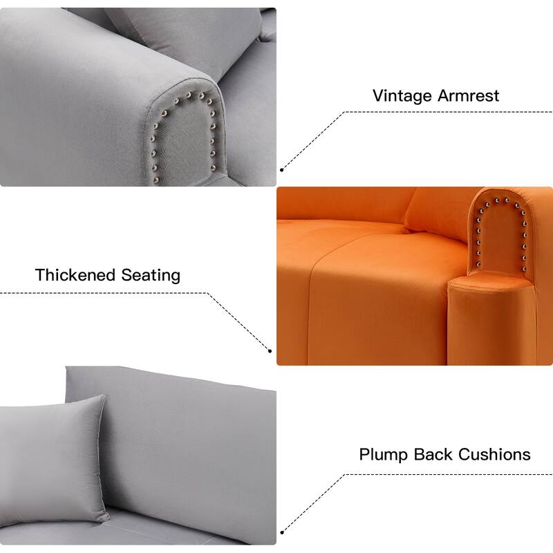 Pocassy Futon Sofa Bed,Modern Velvet Sofa Sleeper Seater Couches