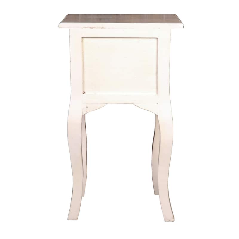 27.25" Distressed White Wooden Cottage Table