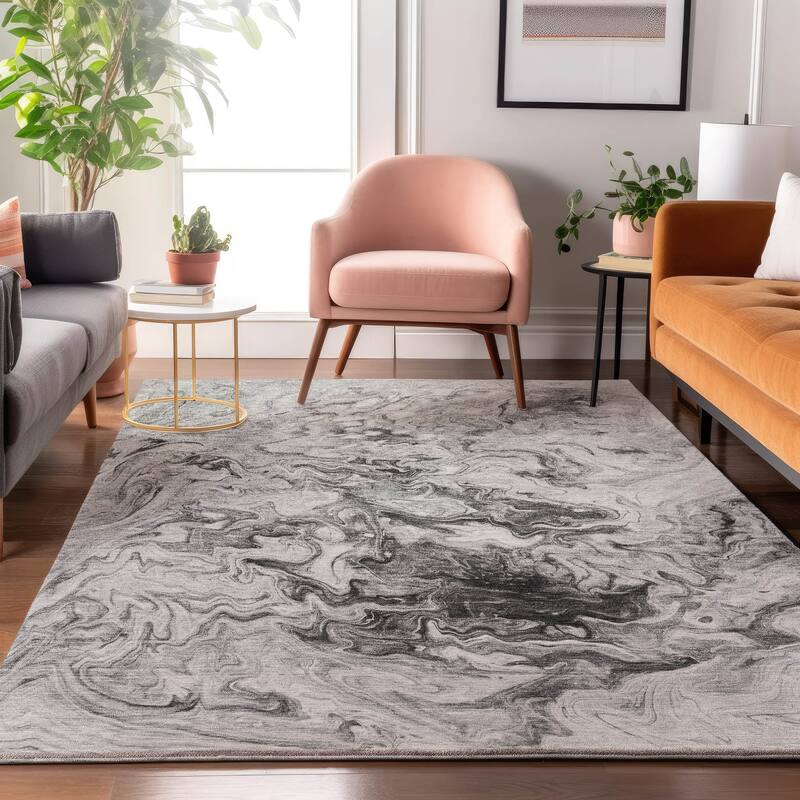 Premium Washable Super Soft Abstract Kyah Mayfield Rug - Gray - 10' x 14' - Rectangle