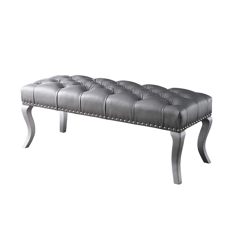 Decor Maxem Tufted FabricUpholstered Bench with Nailhead Trim