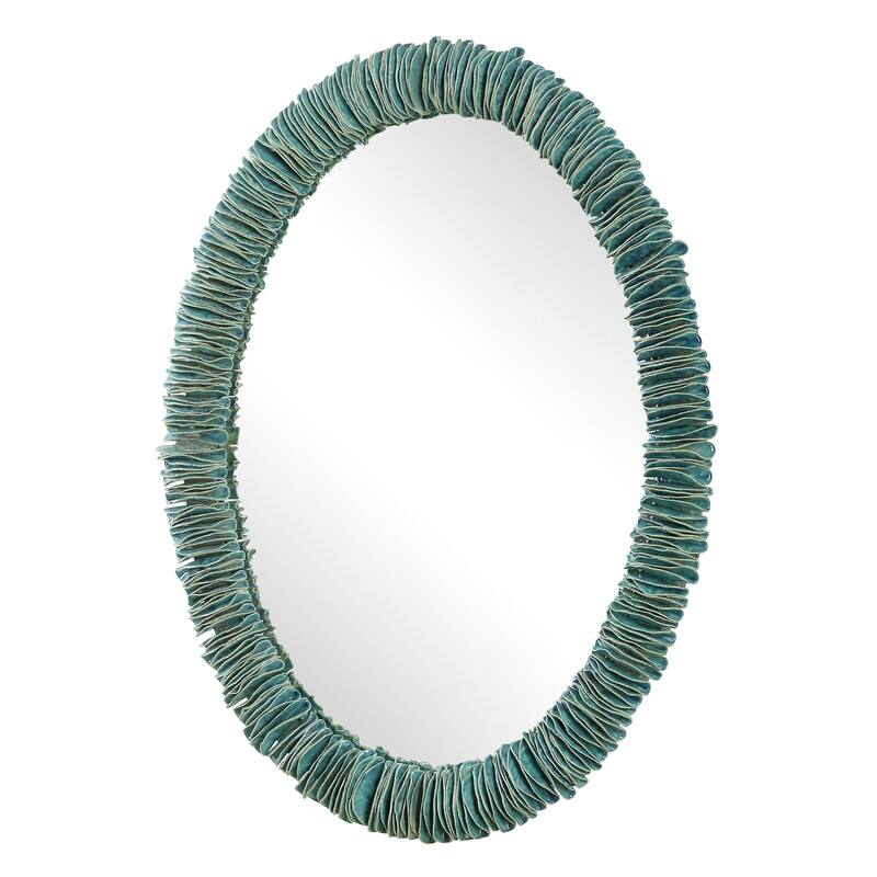 Uttermost 08183 Bonaire 26-1/2"W x 34-1/2"H Oval Flat Accent Mirror - Blue