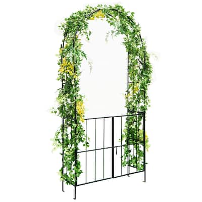 Garden Arch Arbor Trellis with Gate 7.5 ft Patio Archway Pergola