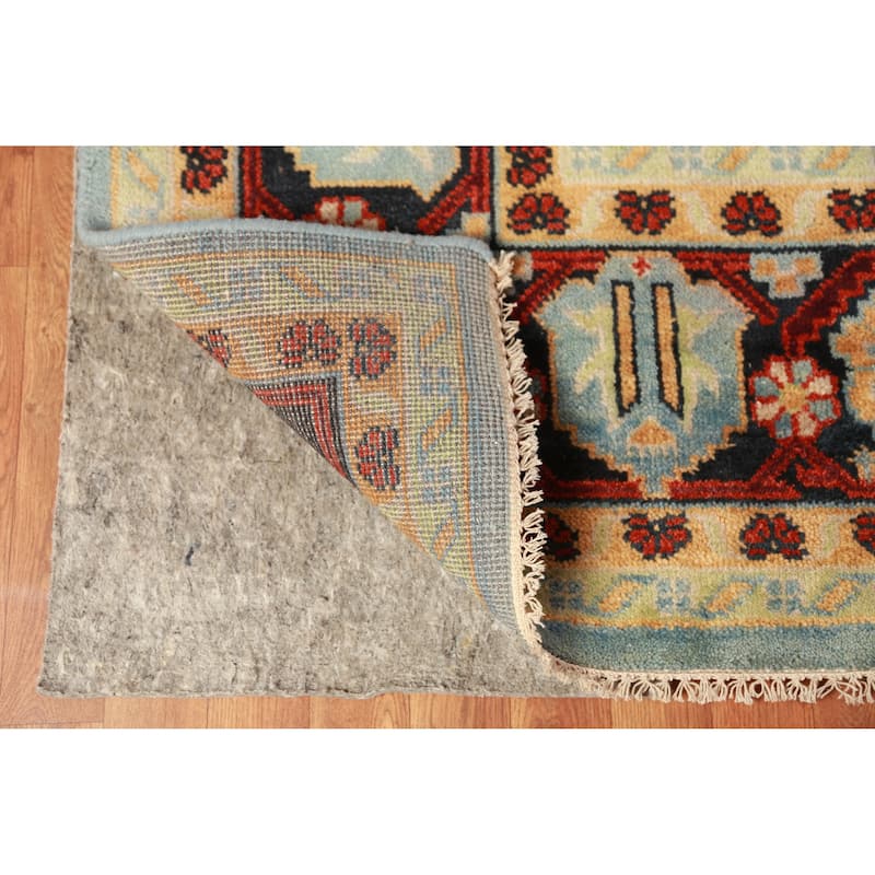 Light Blue Geometric Viss Oriental Large Rug Handmade Wool Carpet - 9'9" x 13'9"