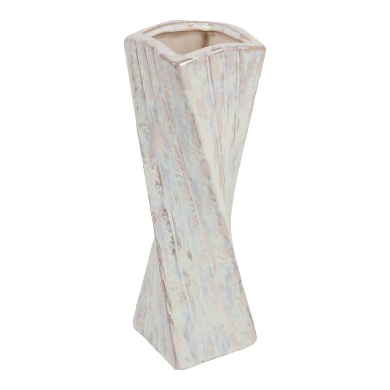 Decorative Vase - Ivory Ceramic Twist Design