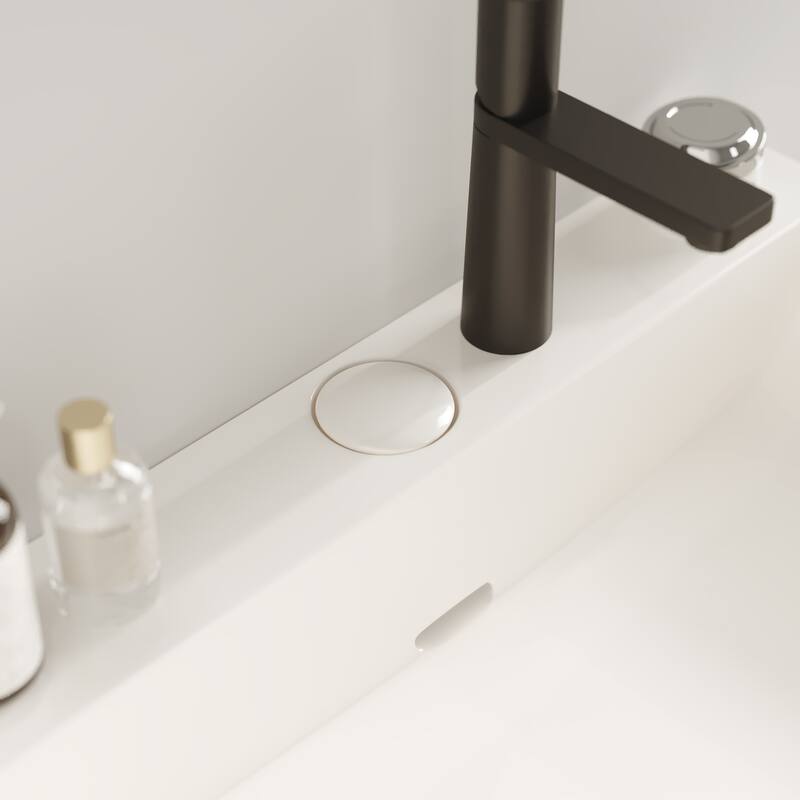 High-Performance Ceramic Integrated Bathroom Sink with Sturdy Iron Storage Shelf, Pre-Drilled Faucet Hole - 23.62in L Ceramic