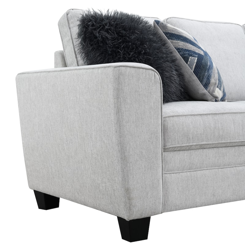 Furniture of America Maevy 2-Piece Taupe Chenille Sofa Set with Accent Pillows