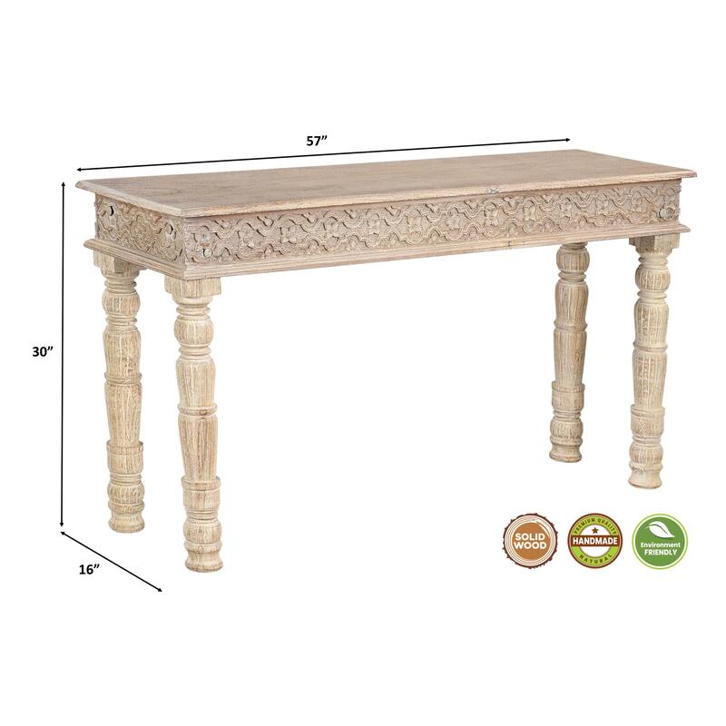 Milton Solid Wood 3-Piece Carved Living Room Table Set