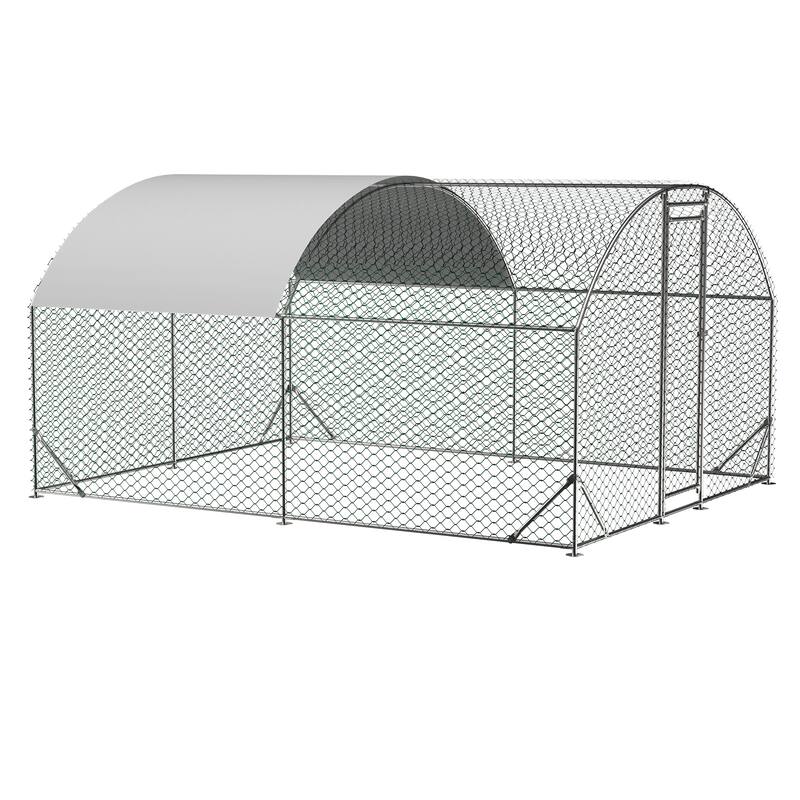 GDFStudio - Nathaniel Dome-Shaped Walk-In Metal Chicken Coop with Waterproof and Anti-UV Roof - 9.84' x 13.12' x 6.56'