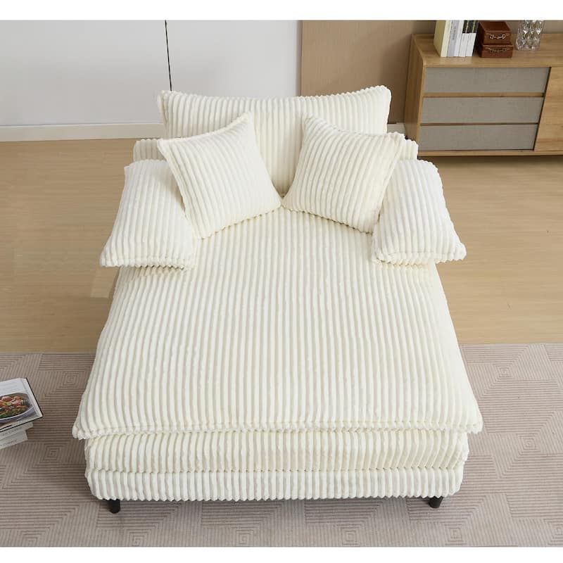 54.75" W Oversized Chaise Lounge Chair Fluffy Cushioned Sofa Bed with 2 Pillows