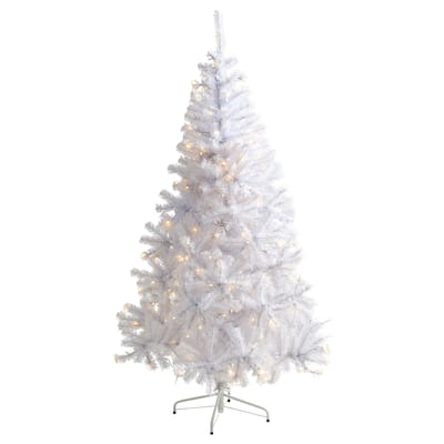 6' White Christmas Tree with 680 Branches and 250 Clear LED Lights