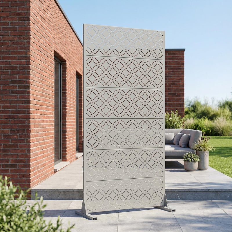 Palace Metal Privacy Screen Panel Free Standing - Grey - 72"x35"