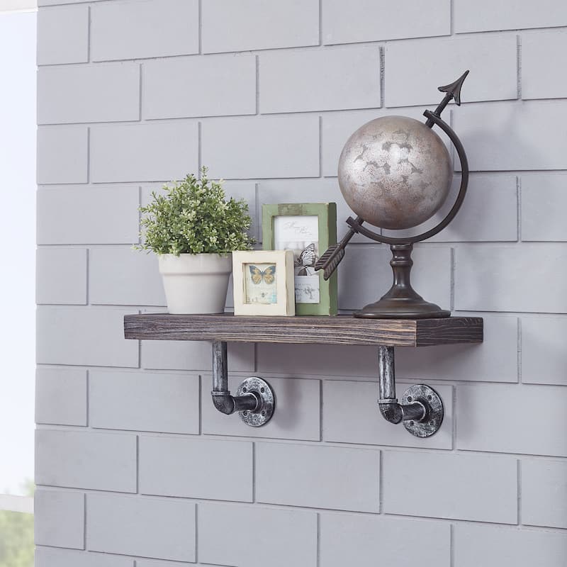 Danya B. 24 x 7 Pipe Industrial Rustic Wall Mount Shelf - Ebony