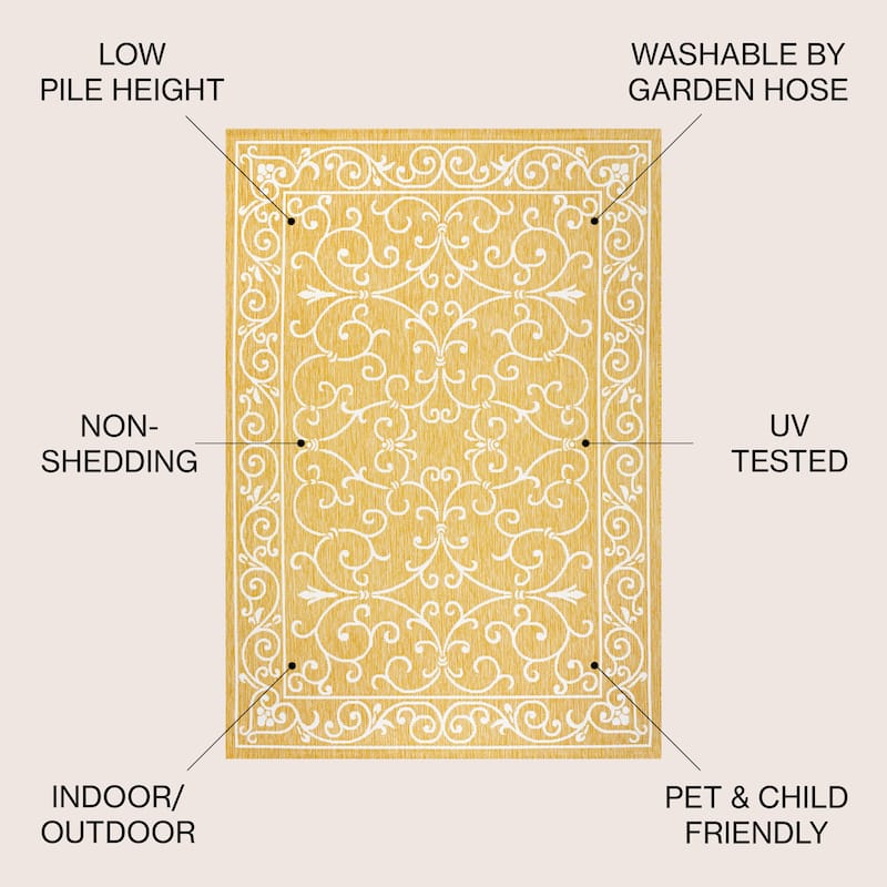 JONATHAN Y Filigree Textured Weave Indoor/Outdoor Area Rug