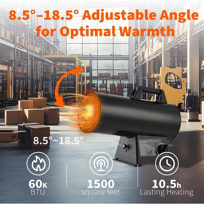 60,000 BTU Forced Air Propane Heater, with Regulator