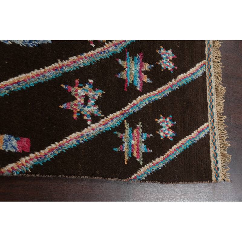 Geometric Tribal Moroccan Area Rug Hand-knotted Oriental Wool Carpet - 5'10" x 9'7"