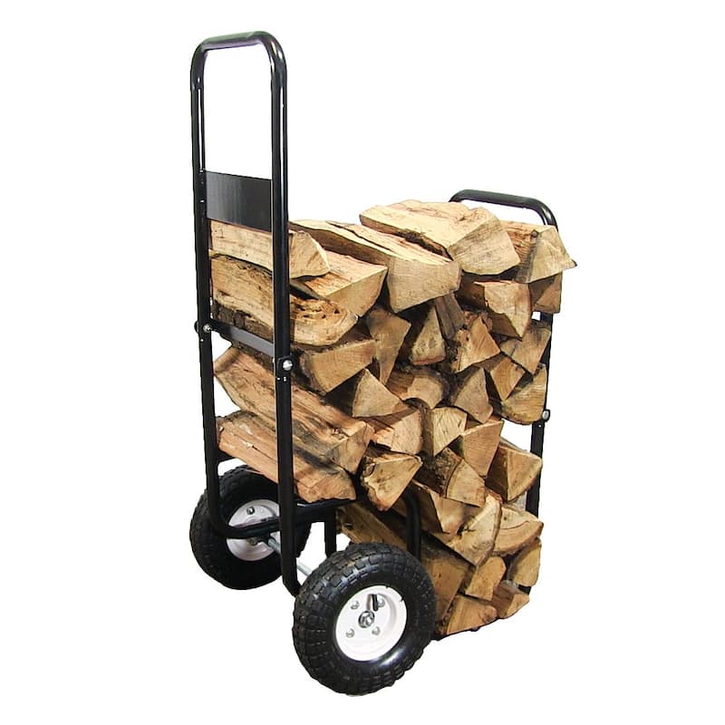 Sunnydaze Steel Firewood Log Cart Carrier with Heavy-Duty Waterproof Cover