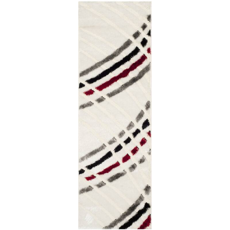 SAFAVIEH Miami Shag Floretta Abstract Silky Rug - 2'3" x 9' Runner - Beige/Multi